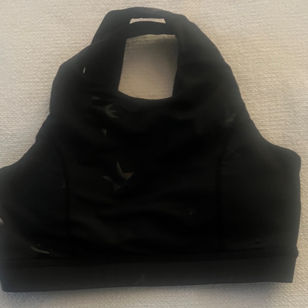 Mono B Black with Stars Sports Bra with cross back size Large.